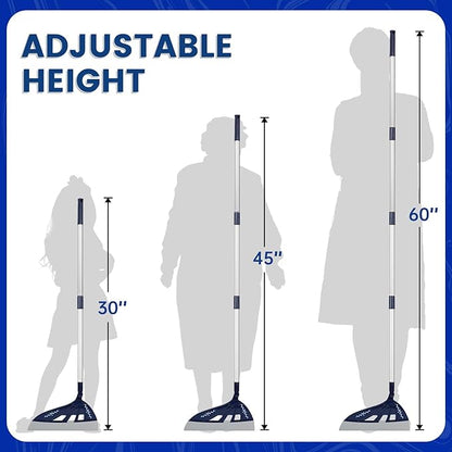 Magic Air Broom Household Silicone Broom for Floor Cleaning, Multifunctional Floor Squeegee with 60’’ Aluminum Adjustable Handle, Pet Hair for Glass, Fine Dust, Hair, Liquids (Blue)