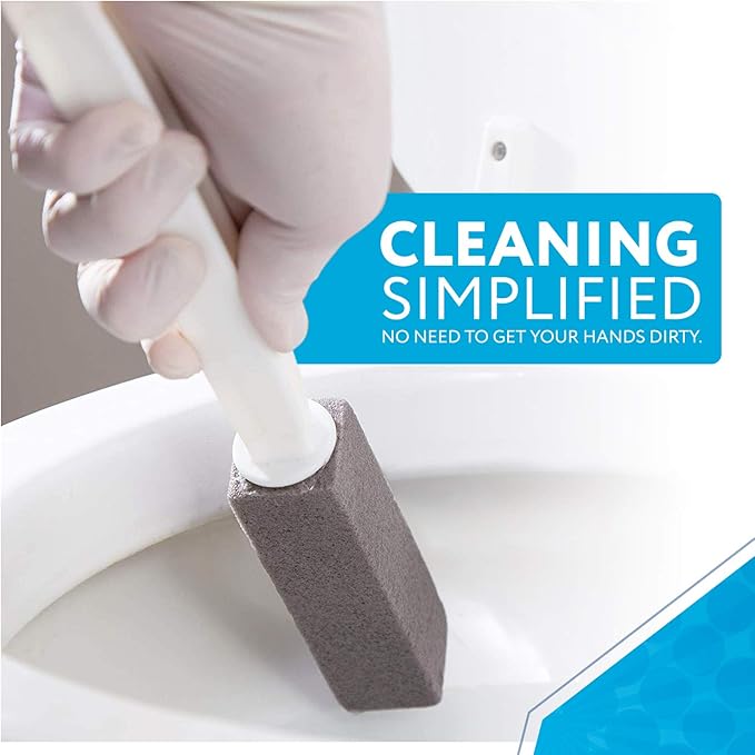 Impresa [4 Pack] Extra Long Handled Pumice Stone Toilet Bowl Cleaner - Limescale Remover - Pumice Toilet Brush - Also Cleans BBQ Grills, Tiles, Tile Grout, & Swimming Pools