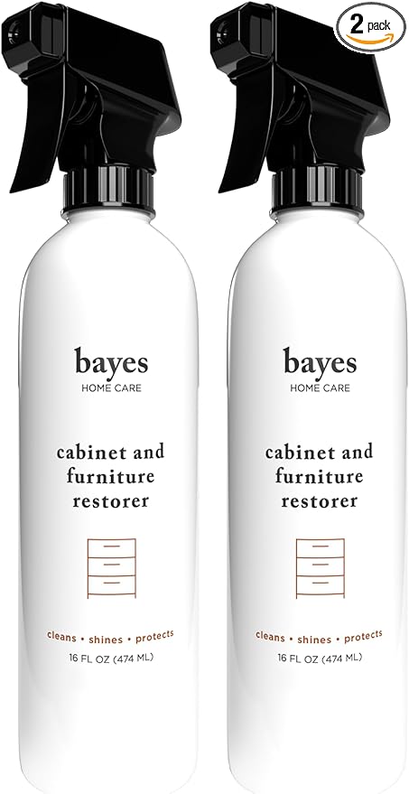 Bayes High-Performance Furniture, Cabinet Cleaner and Polish - Cleans, Conditions, and Preserves Fine Wood Furniture and Cabinetry - 16 oz, 2 Pack