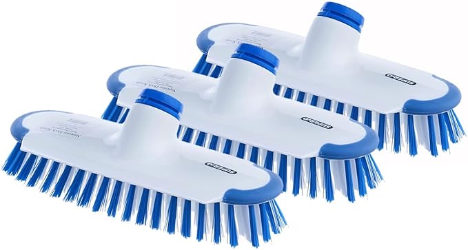 Superio Deck Scrub Brush Head Heavy Duty Stiff Bristles Replacement, Brush Refill with Scraper - Cleans Hot Tub, Swimming Pool, Granite Tiles, Bathroom, Patio, Kitchen, Wall, and Deck, (3)
