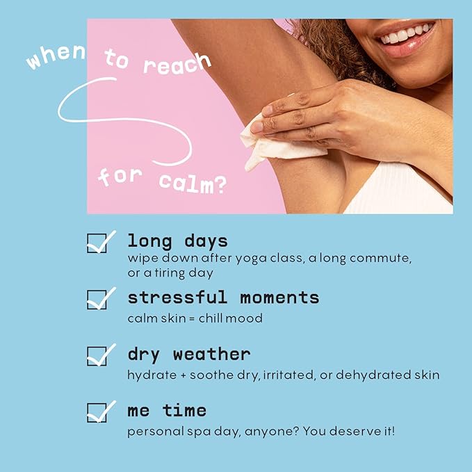 Calm Line Deodorant Wipes - 15ct Unscented Deodorant for Women w/Zinc, Prebiotics & Papaya - Individually Wrapped - Sweat Wipes for Gentle Brightening, Odor Control & Cleansing