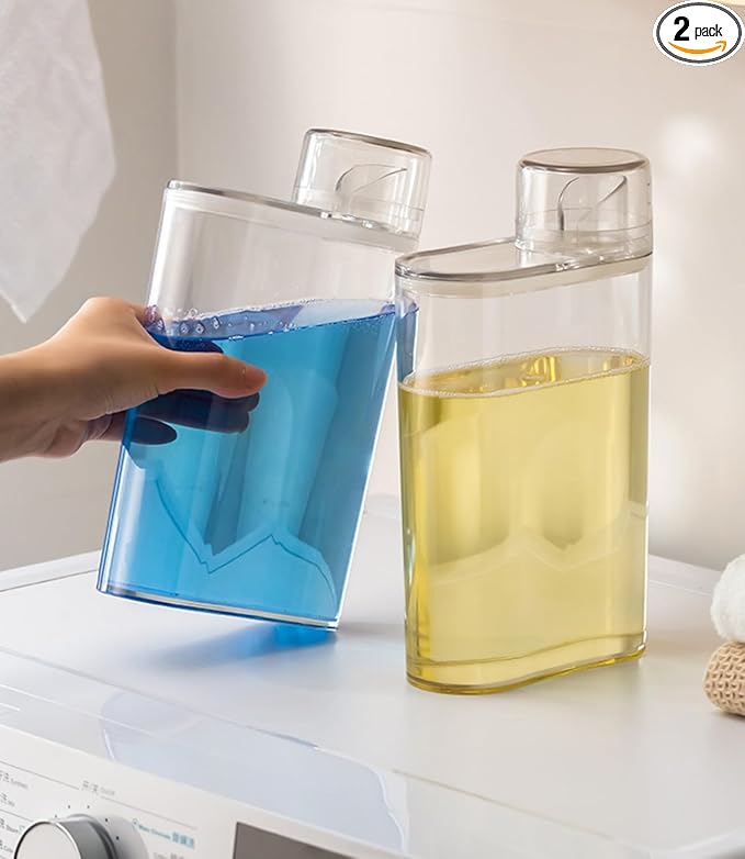 2PCS Laundry Detergent Dispenser,1200ml Softener Laundry Detergent Bottle,Beads Container for Fabric Softener