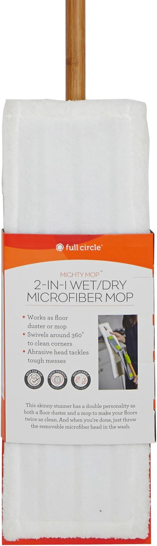 Full Circle Mighty Mop 2-in-1 Wet/Dry Microfiber Head, White