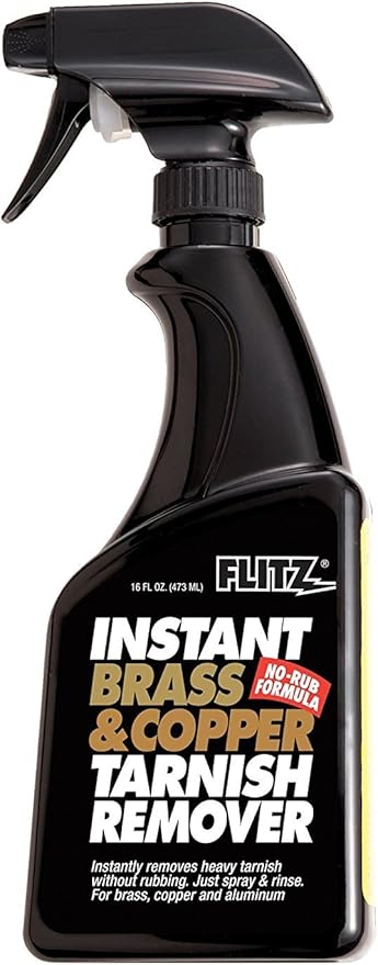 Flitz BC 01806 Instant Brass and Copper Tarnish Remover 16 oz Spray Cleaner + 16 oz Metal Polish Paste Cream + EXTRA LARGE Microfiber Cloth Shine Away Corrosion