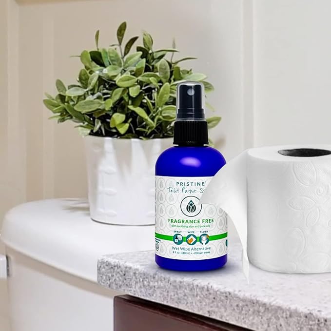 Toilet Paper Spray - As Seen on Shark Tank, More Natural Personal Cleansing Wipes & Flushable Wet Wipes Alternative, Spray Toilet Paper to Create Flushable Wipe, Fragrance Free, 4 fl oz