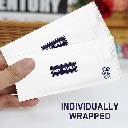 200 Pack Wet Wipes Individually Wrapped, Individual Hand Wipes, Unscented Travel Wipes, Clean Hands Quickly, Wet Wipes Bulk for Homeless, Suitable for Restaurant, Wedding, Barbecue, Blue