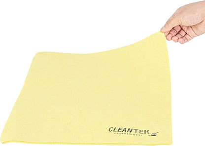 Clean Tek Professional 13 x 15 Inch Cleaning Cloths, 5 Reusable Cloth Towels - Machine Washable, Absorbent, Yellow PVA Microfiber Cleaning Rags, Fast Drying, For Windows Or Cars - Restaurantware