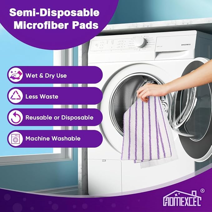 HOMEXCEL Microfiber Floor Mop Pads 48 Count Compatible with Swiffer WetJet for Wet & Dry Use, Disposable or Reusable Mops Head Replacement, All Purpose Multi Surface Hardwood Pad Refill