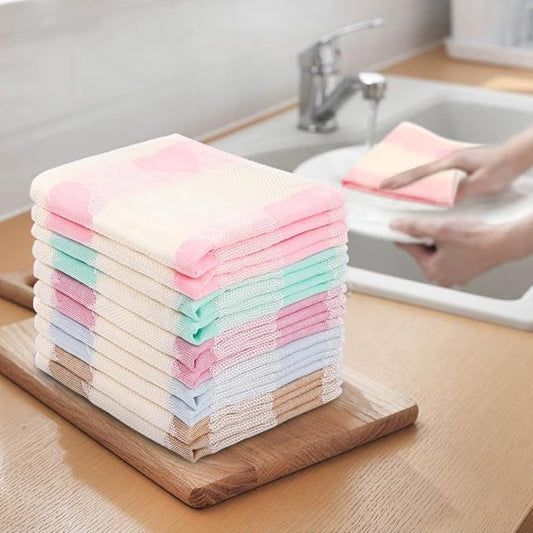 Bamboo Dish Cloths Towels Kitchen Cloths for Cleaning Dishcloths for Kitchen Washable Absorbent Machine Washable 12" x 12" 10PCS (30x30 cm, Solid Color) (Heart)