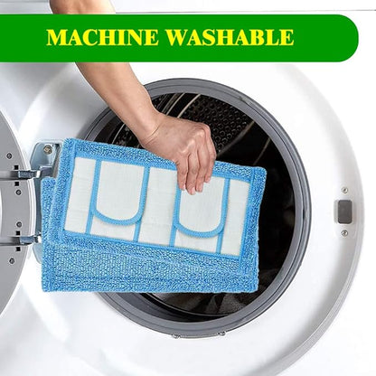 4 Pack Reusable Microfiber Mop Pads for Swiffer Sweeper and All 10-12 Inch Flat Mop Upgraded Wet Dry Cleaning Pads for All Hard-Floor