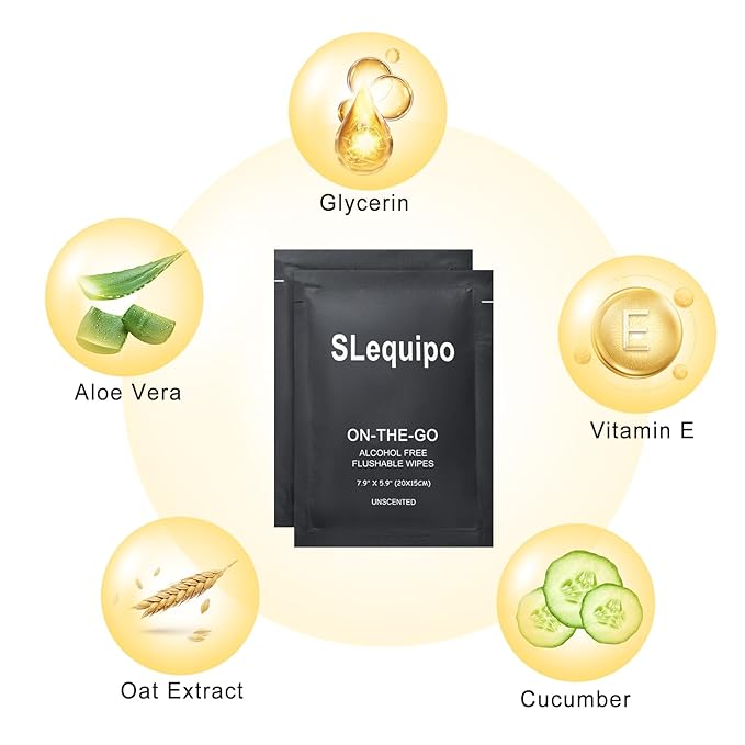 50 Pcs Fragrance Free, Plant Based Wet Wipes, Aloe Vera for Butt, Hands, Face Cleaning, Sufficient Quantity, Individual Wrapped, Portable Size, Ideal for Daily Use