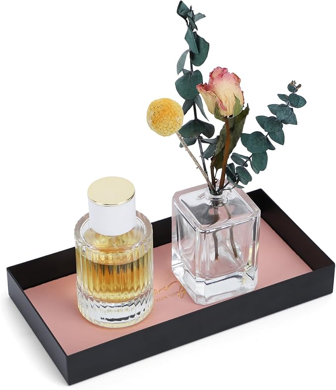 Segbeauty 5 Set of Perfume Spray Bottles & Vanity Tray, 10ML Clear Glass Travel Perfume Atomizer Refillable, Perfume Organizer Tray, Counter Storage Organizer Dresser Tray for Cologne Cosmetic Makeup