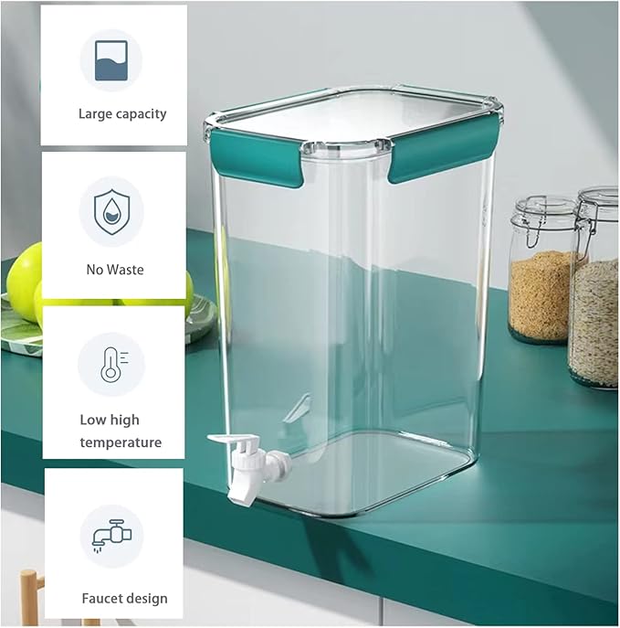 Laundry Detergent Dispenser Beverage Refrigerated Bucket with Faucet Fabric Softener Container for Detergent, Lemonade Juice, Milk, Fabric Softener, Bleaching Agent, Blue