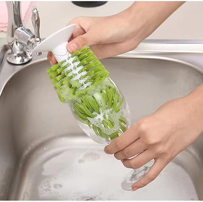 1PCS Glass Cleaning Brush with Suction Cup, Kitchen Bottle and Wine Cup Cleaner, Stable Washing for Cups, Mugs, Decanters and Jugs, Green