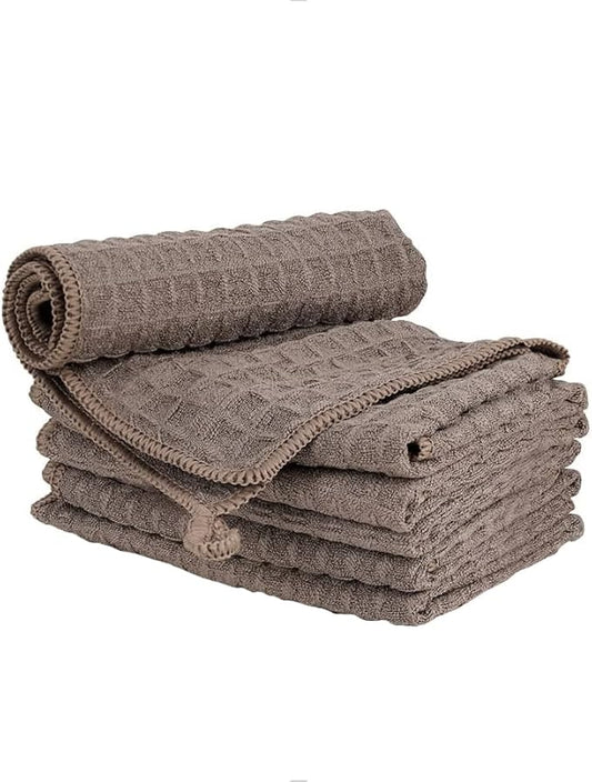 watchget Barista Micro Cloth 6 Pack, Microfiber Barista Cleaning Towels Microfiber Waffle Weave Kitchen Dish Cloth Coffee Bar Towel Coffee Machine Cleaning Cloth, Brown(12"x12")