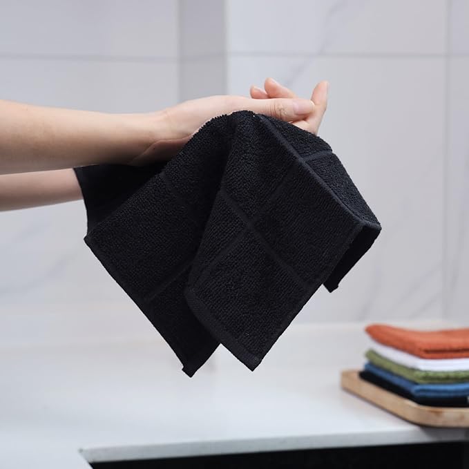 Glynniss Dishcloths Kitchen Highly Absorbent Dish Rags 100% Cotton Dish Cloths for Washing Dishes, Cleaning (Middle Blue, 11x11)