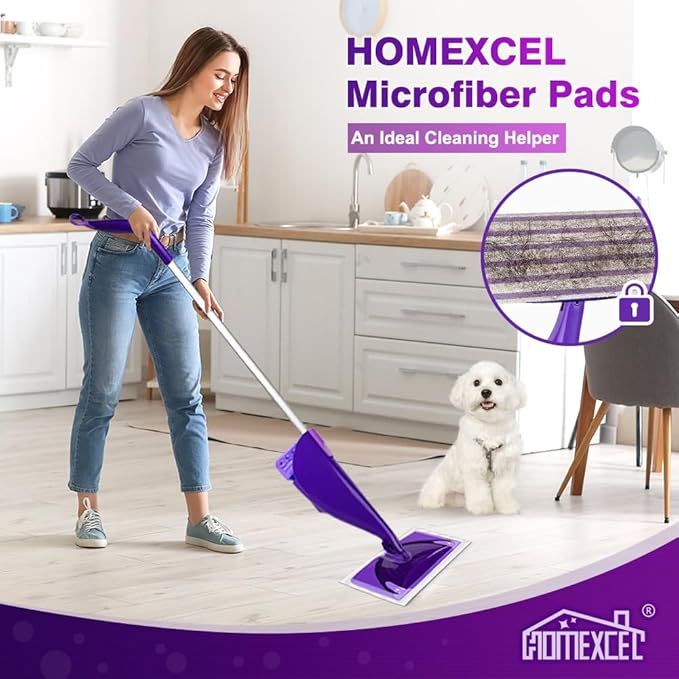 HOMEXCEL Microfiber Floor Mop Pads 48 Count Compatible with Swiffer WetJet for Wet & Dry Use, Disposable or Reusable Mops Head Replacement, All Purpose Multi Surface Hardwood Pad Refill