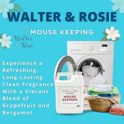 Walter & Rosie Mouse Keeping Luxury Detergent - Inspired Scent with Bergamot and Grapefruit - Cleans All Fabric Types - Ideal for Machine & Handwash - The Happiest Detergent on Earth - 64 Oz