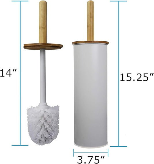 Blue Donuts Toilet Brush with Bamboo Handle, Compact Bathroom Cleaner, White