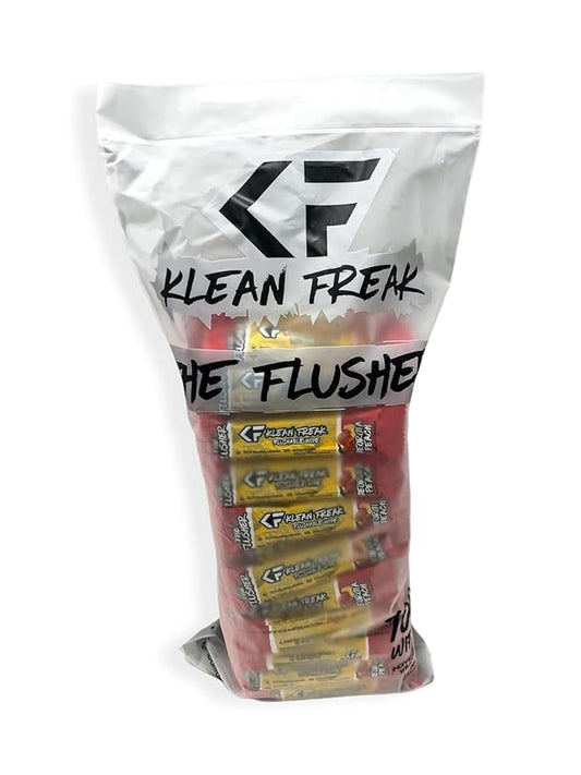 The Klean Freak Flusher - 100 Pack Flushable Wipes for Adults & Kids, Unscented/Scented, 100% Biodegradable, Individual Wrapped Travel Wet Wipe for Toilet - Georgia Peach