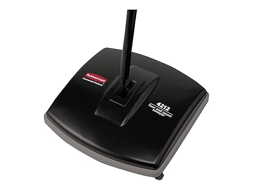Rubbermaid Commercial Products Executive Series 6.5" Single-Action Mechanical Sweeper Cordless Black Collects Dust Dirt and Debris from Hard Floors and Carpet