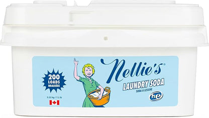 Nellie's Laundry Soda - Concentrated Laundry Detergent Powder - 200 Loads - Gentle on Skin and Environment - Fragrance-Free - (Made in Canada)