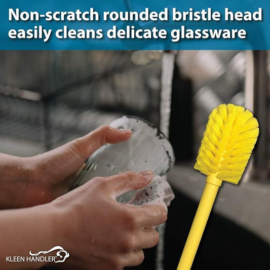 KLEEN HANDLER Goblet Cleaning Brush | Bottle Brush for Cleaning Glasses and Jars, Durable Bristles and Long Handle, (6 Brushes)