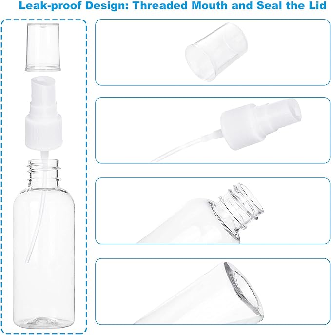 50PCS 2 Oz Spray Bottle Mini Mist Sprayer Clear Fine Small Spray Bottle Empty Travel Spray Bottles Reusable Liquid Containers Water Spray Bottle for Perfume, Plant(60ml)