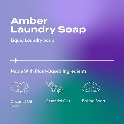 Zum Laundry Soap by Indigo Wild - Liquid, Plant-Based Soap with Baking Soda, Essential Oils, Coconut Oil & More - Wash Up to 64 Loads - Amber - 64 fl oz