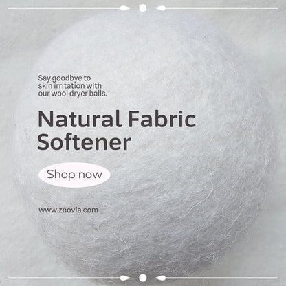 Premium, Wool, Dryer Balls, Laundry, Natural, Organic, Reusable, Minimizes Wrinkles,Shortens Drying Time,Eco Friendly, Fabric,Alternative to, Dryer Sheet, Liquid Softeners,Plastic Balls, Pack of 6.