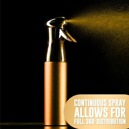 Colortrak Luminous Spray Bottle, 250ml/8.5oz Bottle with Full 360° Distribution, Easy-Use Pump, Quick View Window to Monitor Water Level, Eco-Friendly, Gold