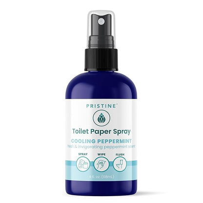 Toilet Paper Spray - As Seen on Shark Tank, More Natural Personal Cleansing Wipes & Flushable Wet Wipes Alternative, Spray Toilet Paper to Create Flushable Wipe, Cooling Peppermint, 4 fl oz