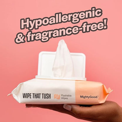 Wipe That Tush - Soothing Oatmeal Scent - Hypoallergenic Flushable Wipe (300) Naturally Scented, hypoallergenic, certified flushable wipes - 6 packs of 50 wipes