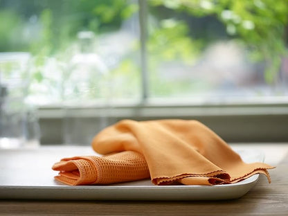 E-Cloth Microfiber Cleaning Cloth Glass Kit - Streak-Free Window & Glass Cleaning - Reusable Microfiber Towels for Cars, Windows, Mirrors & More - Tangerine Orange