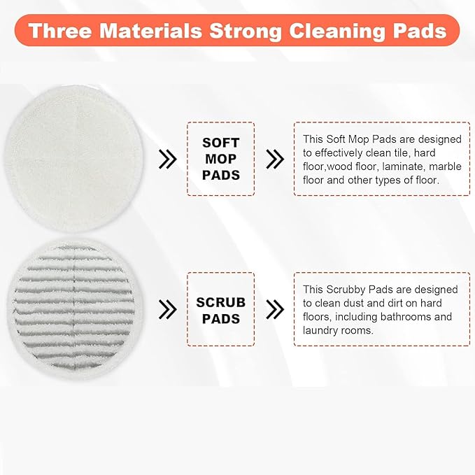 Spinwave Mop Replacement Pads for Bissell Spinwave 20399 23157 23159 2039A 2124A 20393 2039T 2039W 20391 20395 2307 2315A Hard Floor Mop Refill Heavy Scrub Pad- Part #1611297 & 1611298 (6+6)