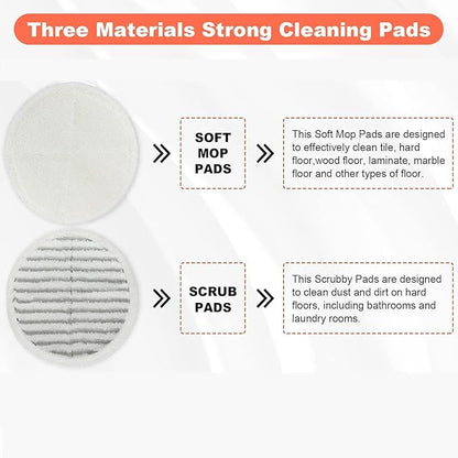 Spinwave Mop Replacement Pads for Bissell Spinwave 20399 23157 23159 2039A 2124A 20393 2039T 2039W 20391 20395 2307 2315A Hard Floor Mop Refill Heavy Scrub Pad- Part #1611297 & 1611298 (6+6)