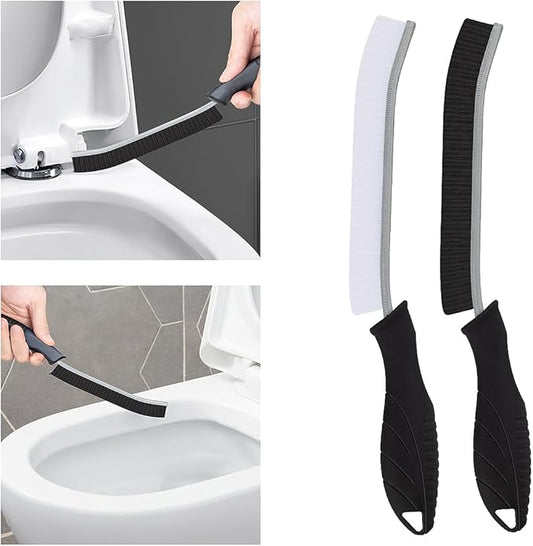 Toilet Brush, 2 Pcs Bathroom Cleaning Brush, Gap Scrub Brush with Hanging Hole, Multifunctional Hard Bristle Crevice Cleaning Brush, Cleaner Tools for Sinks, Tub, Shower, Tile, Toilet Seat (2, Black)