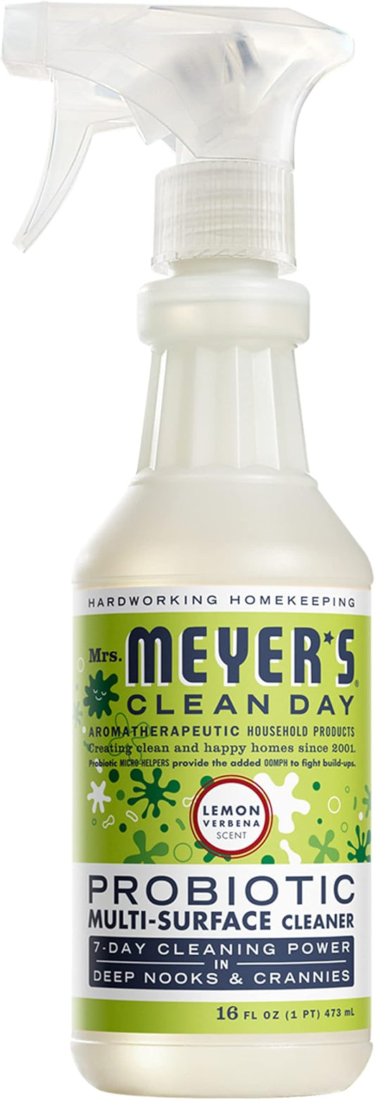 MRS. MEYER'S CLEAN DAY Probiotic Multi-Surface Spray, Made With Essential Oils And Other Thoughtfully Chosen Ingredients, Lemon Verbena, 16 fl oz