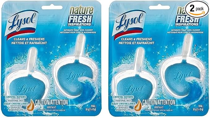Lysol Automatic In-The-Bowl Toilet Cleaner, Cleans and Freshens Toilet Bowl, Atlantic Fresh Scent, 2 Count (Pack of 2)
