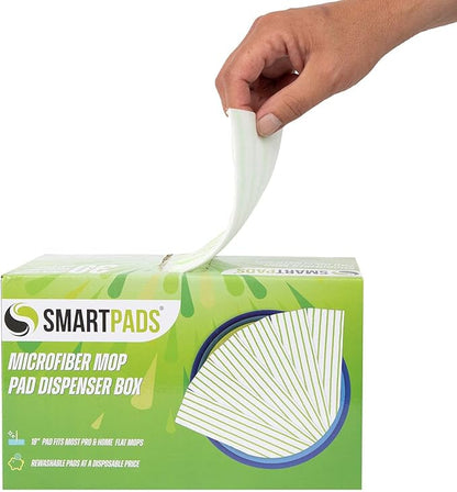 Arkwright Reusable Smart Pads Box - (Pack of 30) Disposable or Washable Microfiber Mop Pads Compatible with Swiffer Mop Heads, Dry and Wet Mops for Many Types of Floor Cleaning, 18 in, Green