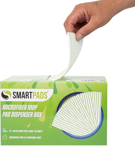 Arkwright Reusable Smart Pads Box - (Pack of 30) Disposable or Washable Microfiber Mop Pads Compatible with Swiffer Mop Heads, Dry and Wet Mops for Many Types of Floor Cleaning, 18 in, Green