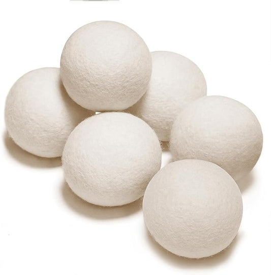 100% New Zealand Wool Dryer Balls L Size – 6 Pack, Organic & Chemical-Free Fabric Softener, Baby Safe & Hypoallergenic, Reduces Static, Wrinkles & Drying Time, Reusable for 1000+ Loads