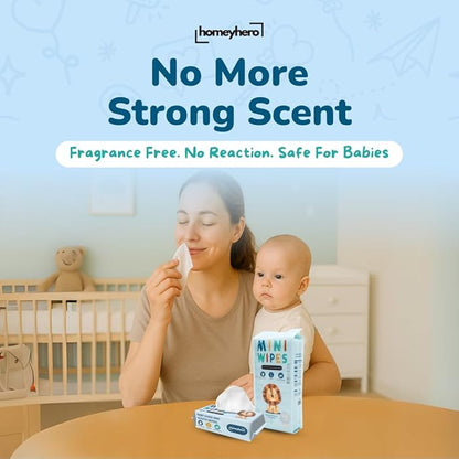 Mini Wet Wipes - Alcohol & Fragrance Free, Safe for Babies & Kids - 24 Bags Total 192 Wipes (Sky Lion)