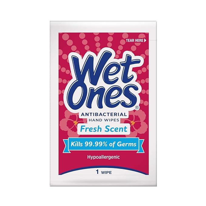 Wet Ones Hand Wipes, 48 Count Bundle with Litardex Travel Bag, Disposable Seat Covers (10 Pack), and Compressed Travel Towel (4 Items)