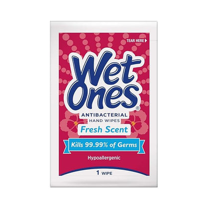 Wet Ones Hand Wipes, 48 Count Bundle with Litardex Travel Bag, Disposable Seat Covers (10 Pack), and Compressed Travel Towel (4 Items)