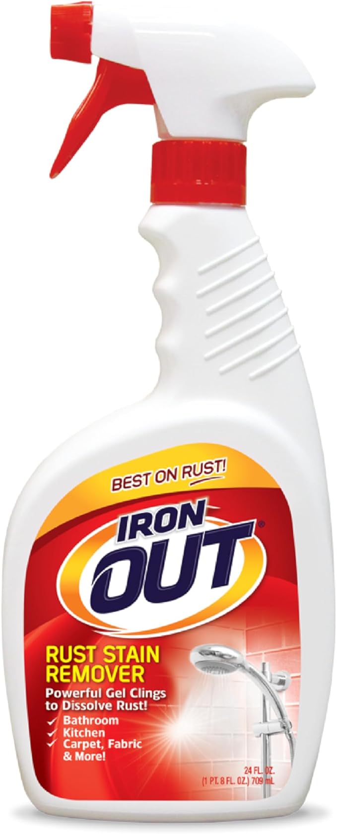 Iron OUT Rust Stain Remover Spray Gel, Remove Rust Stains in Bathrooms, Kitchens, Laundry, and Outdoors, 24 Ounces