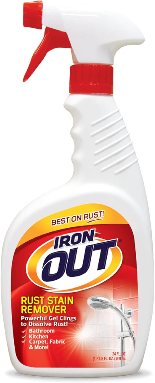 Iron OUT Rust Stain Remover Spray Gel, Remove Rust Stains in Bathrooms, Kitchens, Laundry, and Outdoors, 24 Ounces
