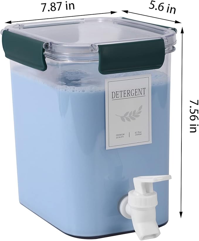 Laundry Detergent Dispenser Beverage Refrigerated Bucket with Faucet Fabric Softener Container for Detergent, Lemonade Juice, Milk, Fabric Softener, Bleaching Agent, Blue