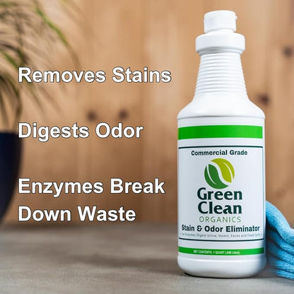 Stain & Odor Eliminator For Strong Odor - Enzyme Cleaner and Urine Remover - Multi Purpose - Laundry Deodorizer and Carpet Spotter- Organic Waste Remover for All Surface
