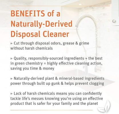 Grab Green Garbage Disposal Freshener and Cleaner Pods, 48 Count, Tangerine Lemongrass Scent, Plant and Mineral Based, Removes Odors, Loosens Grime, Prevents Clogging